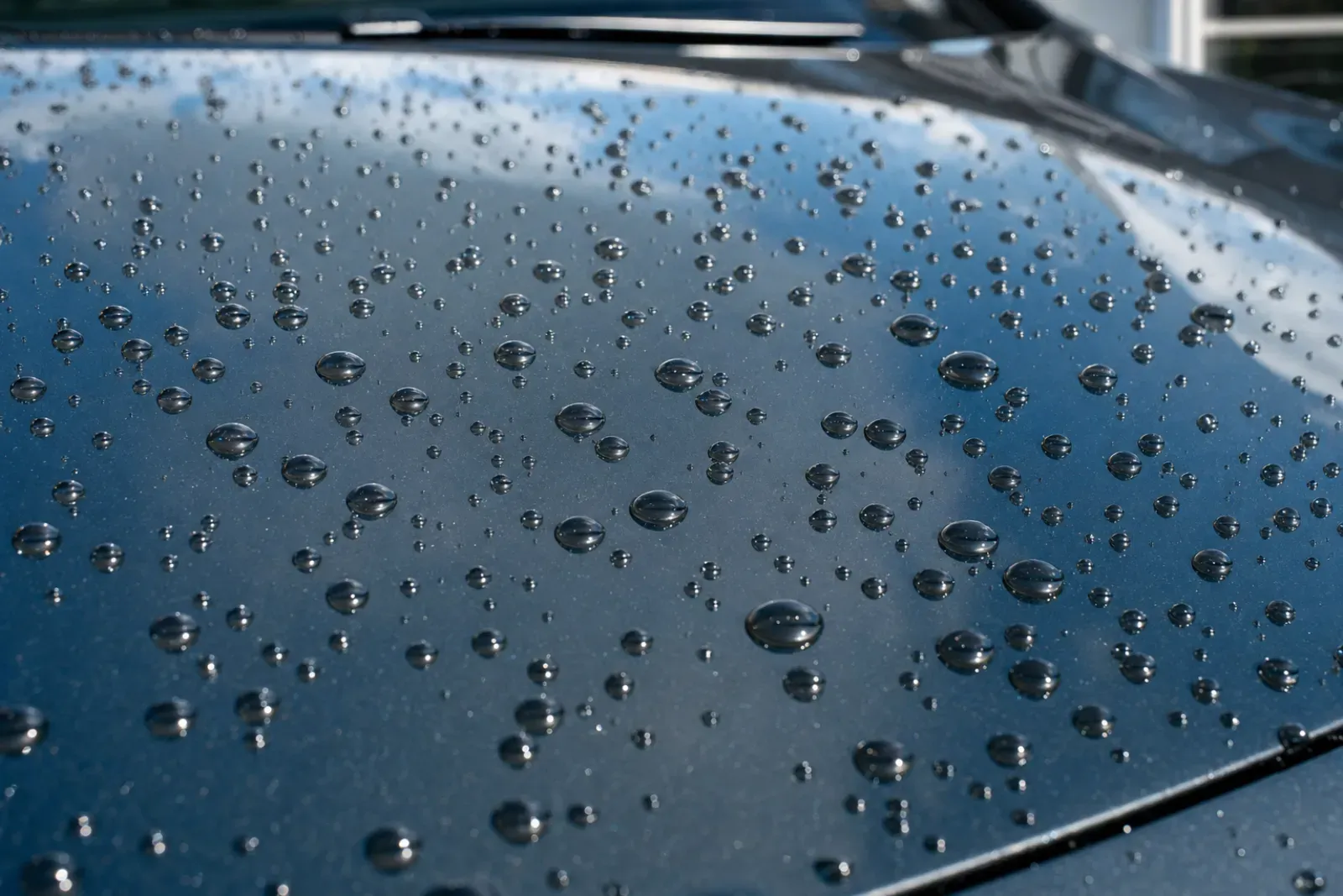 Wassertropfen perlen auf versiegeltem Lack