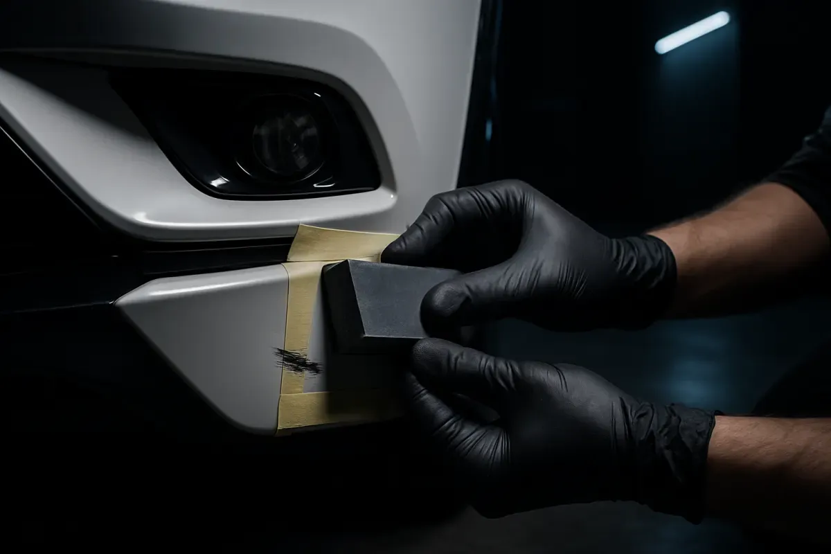Smart Repair an einer Stoßstangenecke